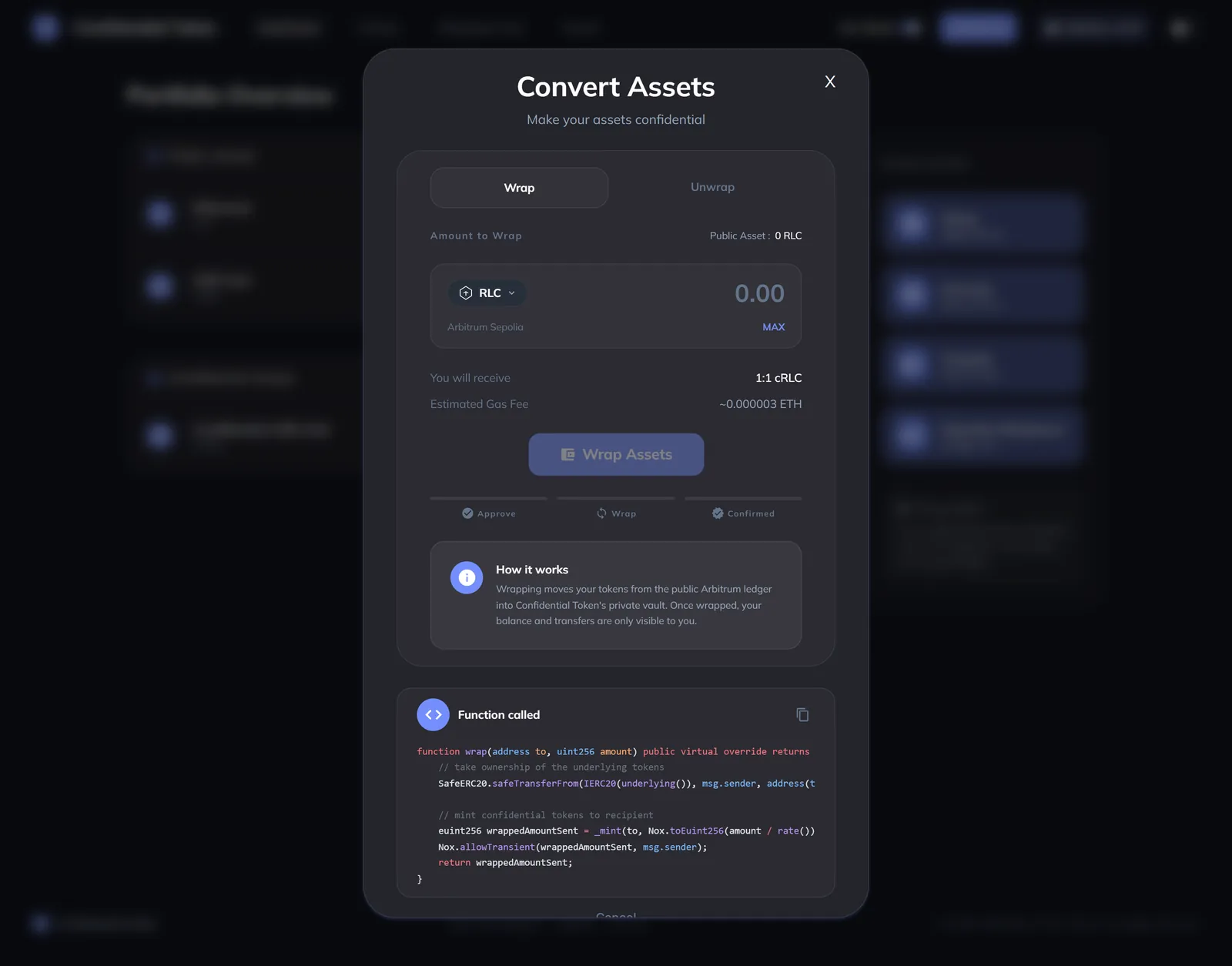 Convert assets. Guided wrap and unwrap flow with code transparency